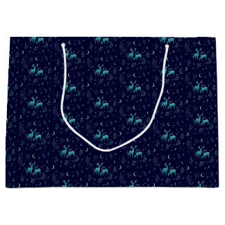 Blue Moonlit Deer Gift Bag Groot Cadeauzakje
