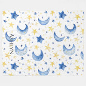 Blue Moons Gold Stars Fleece Deken (Voorkant (Horizontaal))