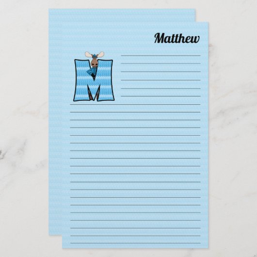 Blue Moose Mongram Letter M Lined Briefpapier (Voorkant / Achterkant)