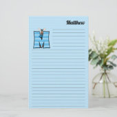 Blue Moose Mongram Letter M Lined Briefpapier (Staand voorkant)