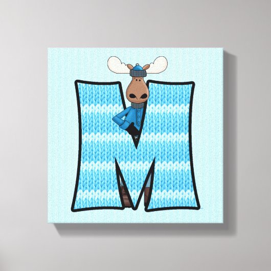 Blue Moose Monogram BIG Letter M Canvas Afdruk (Voorkant)