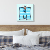Blue Moose Monogram BIG Letter M Canvas Afdruk (Insitu (Slaapkamer))