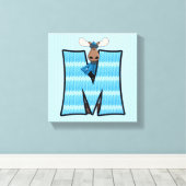 Blue Moose Monogram BIG Letter M Canvas Afdruk (Insitu (Houten vloer))