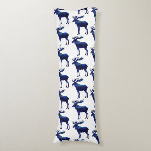 Blue Moose Silhouette Pattern Lichaamskussen