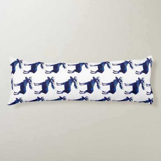 Blue Moose Silhouette Pattern Lichaamskussen (Voorkant)
