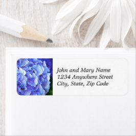 Blue Mophead Hydrangea Floral Return Address Etiket