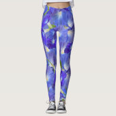 Blue Morning Glories Abstract Yoga Pant Legging (Voorkant)