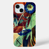 BLUE MORNING GLORIES FLORAL MONOGRAM Case-Mate iPhone CASE (Achterkant)