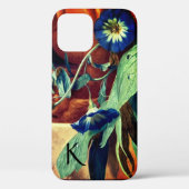 BLUE MORNING GLORIES FLORAL MONOGRAM Case-Mate iPhone CASE (Achterkant)