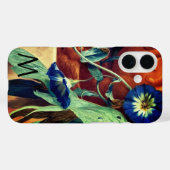 BLUE MORNING GLORIES FLORAL MONOGRAM Case-Mate iPhone CASE (Achterkant (horizontaal))