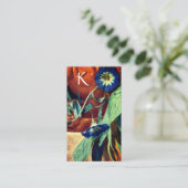 BLUE MORNING GLORIES FLORAL PARCHMENT MONOGRAM VISITEKAARTJE (Staand voorkant)