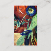 BLUE MORNING GLORIES FLORAL PARCHMENT MONOGRAM VISITEKAARTJE (Voorkant)