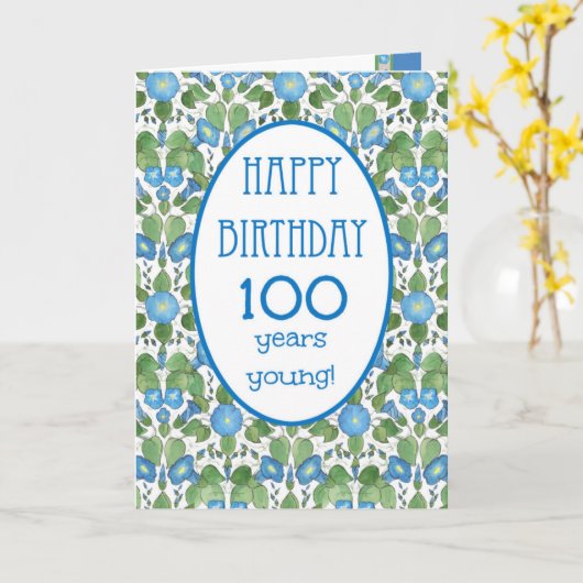 Blue Morning Glory,  100th Birthday Kaart (Gele Bloem)
