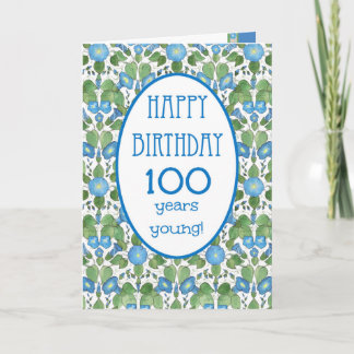 Blue Morning Glory,  100th Birthday Kaart