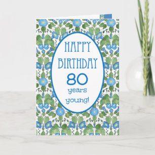 Blue Morning Glory,  80th Birthday Kaart