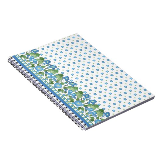  Blue Morning Glory Border Spiral Notitieboek (Rechterzijde)