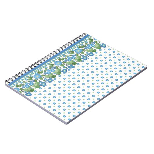  Blue Morning Glory Border Spiral Notitieboek (Linkerzijde)