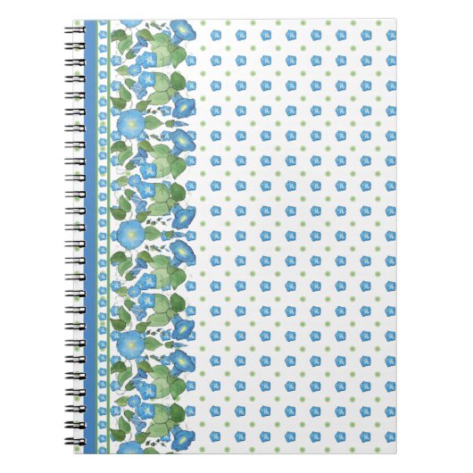 Blue Morning Glory Border Spiral Notitieboek (Voorkant)