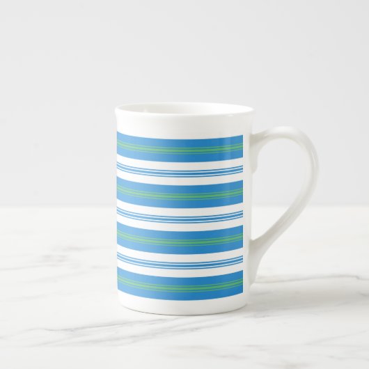 Blue Morning Glory Deckstoel Stripe Bone China Mok (Rechts)