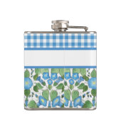 Blue Morning Glory en Check Gingham Hip Flask Heupfles (Achterkant)