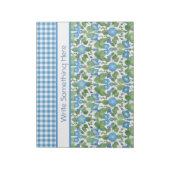 Blue Morning Glory en Check Gingham Notitieblok (Linkerzijde)