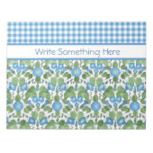 Blue Morning Glory en Check Gingham Notitieblok (Voorkant)