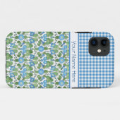 Blue Morning Glory en Gingham iPhone 5/5s Hoesje (Achterkant (horizontaal))