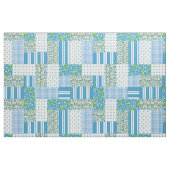 Blue Morning Glory Faux Patchwork Fabric Stof (Fat Quarter)