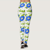 Blue Morning Glory Flowers Patroon Leggings (Achterkant)
