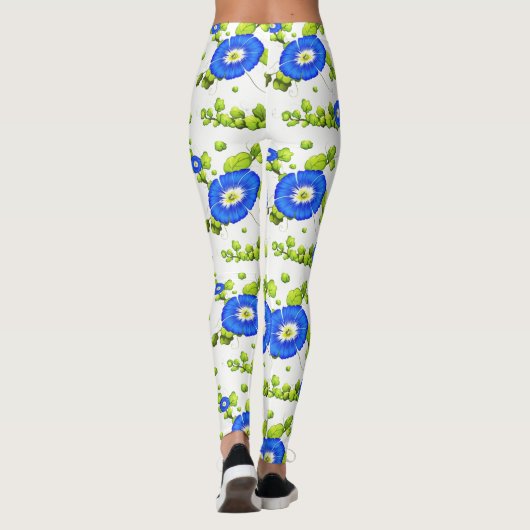 Blue Morning Glory Flowers Patroon Leggings (Achterkant)