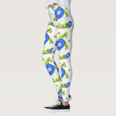 Blue Morning Glory Flowers Patroon Leggings (Links)