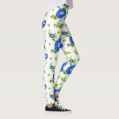 Blue Morning Glory Flowers Patroon Leggings (Rechts)