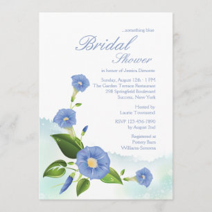Blue Morning Glory Invitation Kaart