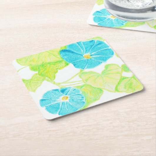 Blue Morning Glory Kartonnen Onderzetters (Schuin)