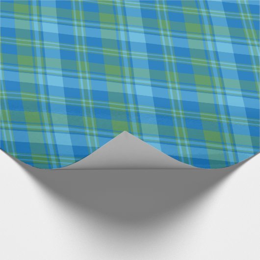 Blue Morning Glory Plaid Roll van inpakpapier (Hoek)
