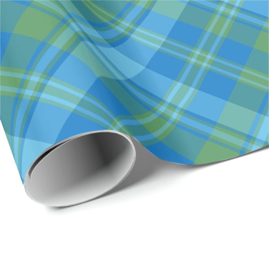 Blue Morning Glory Plaid Roll van inpakpapier (Rol Hoek)
