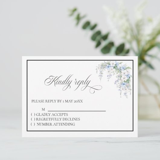 Blue Morning Glory RSVP card (Staand voorkant)