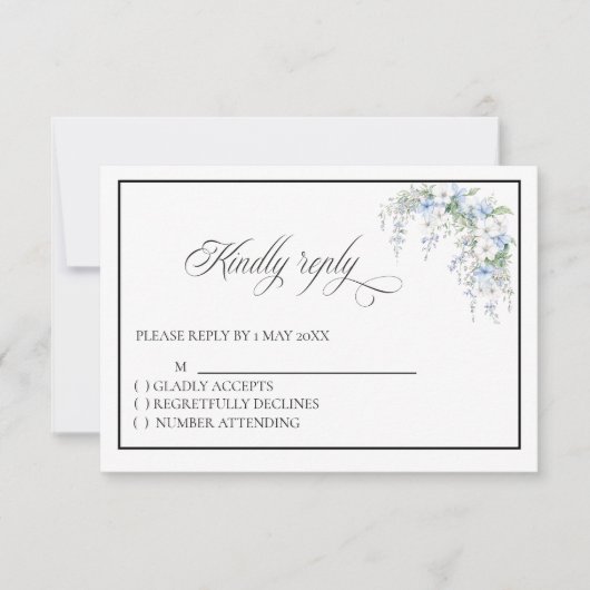 Blue Morning Glory RSVP card Kaartje (Voorkant)