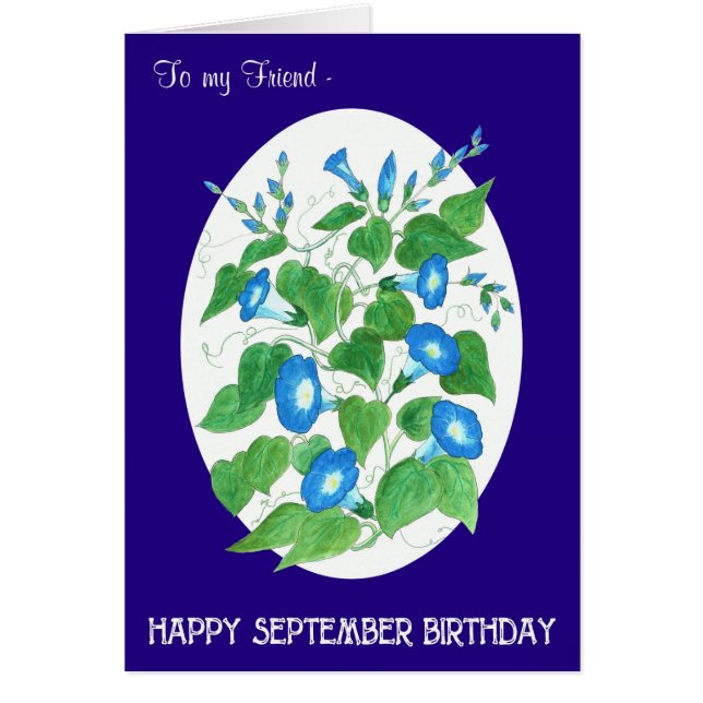 Blue Morning Glory September Birthday for Friend (Voorkant)