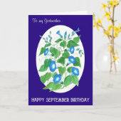 Blue Morning Glory September Birthday Godmoeder Kaart (Gele Bloem)