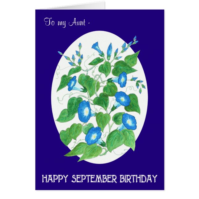 Blue Morning Glory September Verjaardag voor Tante (Voorkant)
