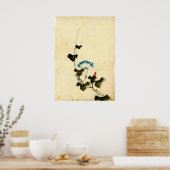Blue Morning Glory Vine 1840 Poster (Keuken)