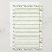 Blue Morning Glory Waterverf Flowers Lined Briefpapier (Voorkant / Achterkant)