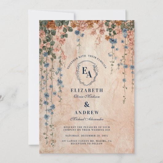 Blue Morning Glory Wedding Kaart (Voorkant)