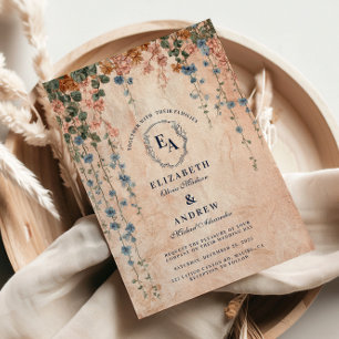 Blue Morning Glory Wedding Kaart