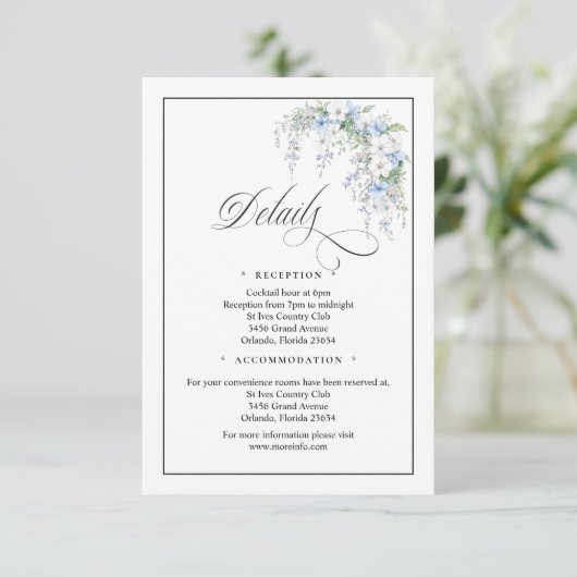 Blue Morning Glorys QR Code Enclosure Card Informatiekaartje (Staand voorkant)