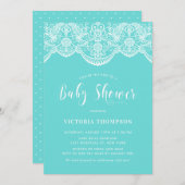 Blue Moroccan Baby shower Invitation Kaart (Voorkant / Achterkant)