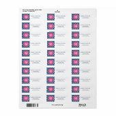 Blue Moroccan Lattice Pink Monogram Quatrefoil Etiket (Full Sheet)