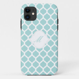 Blue Moroccan Pattern met Monogram iPhone 5 Hoesje