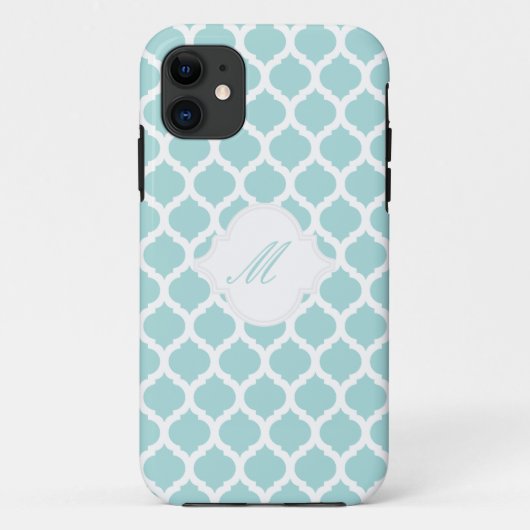 Blue Moroccan Pattern met Monogram iPhone 5 Hoesje (Achterkant)